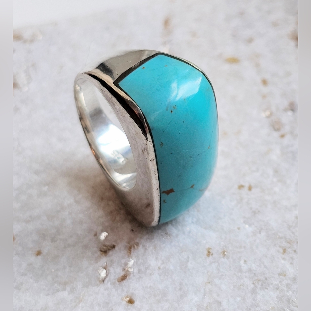 Sterling silver and turquoise ring. Unisex. - Picture 8 of 12